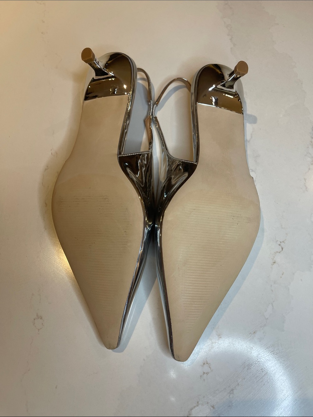 Steve Madden Silver Pointed Slingback Flats - Picture 2 of 8